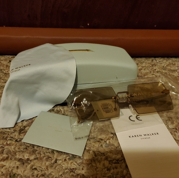 NWT KAREN WALKER The Bird 180176 Light Brown Rectangular Frame Tinted Sunglasses main image 9